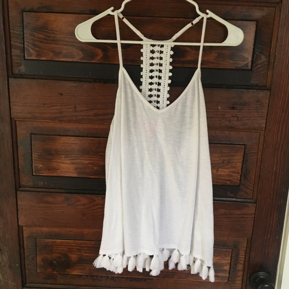 Lily Pulitzer White tassel tank top only worn once